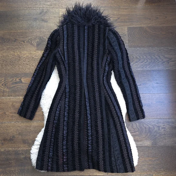 Vintage Betsey Johnson Penny Lane 90s Y2K Lace Velvet Puff Sleeve Duster Coat - Picture 12 of 12